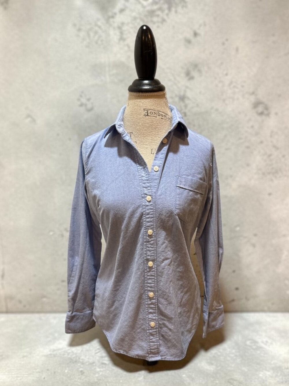 J.Crew Sz Small Blue 100% Cotton Button-Up Long Sleeve Collared Blouse